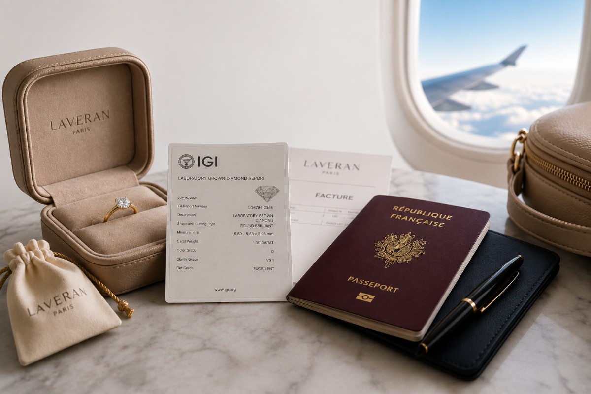 Voyager avec un bijou en diamant de synthèse en avion – Laveran Paris